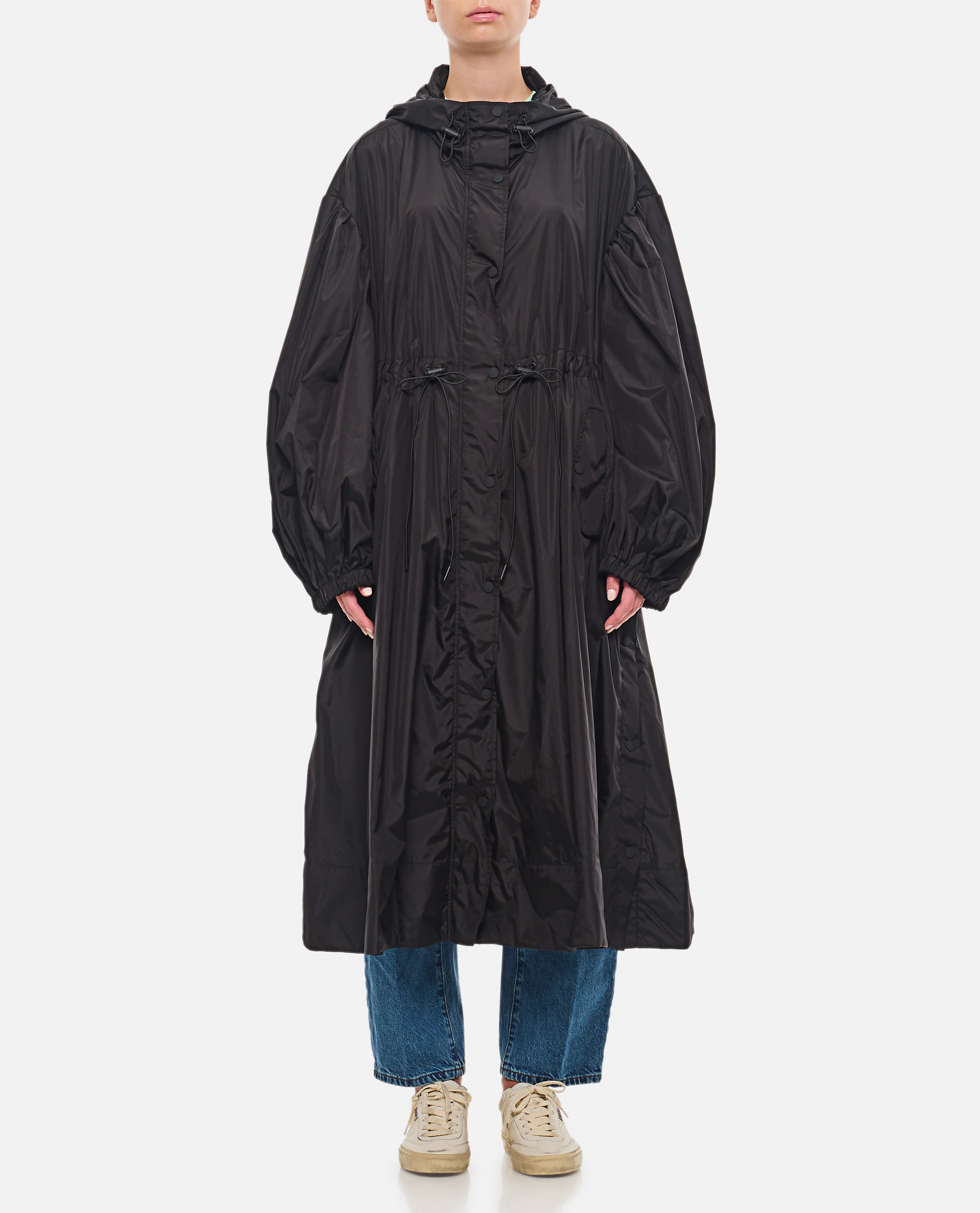 롱 퍼프 슬리브 트래피즈 파카 W 버튼 PLACKET